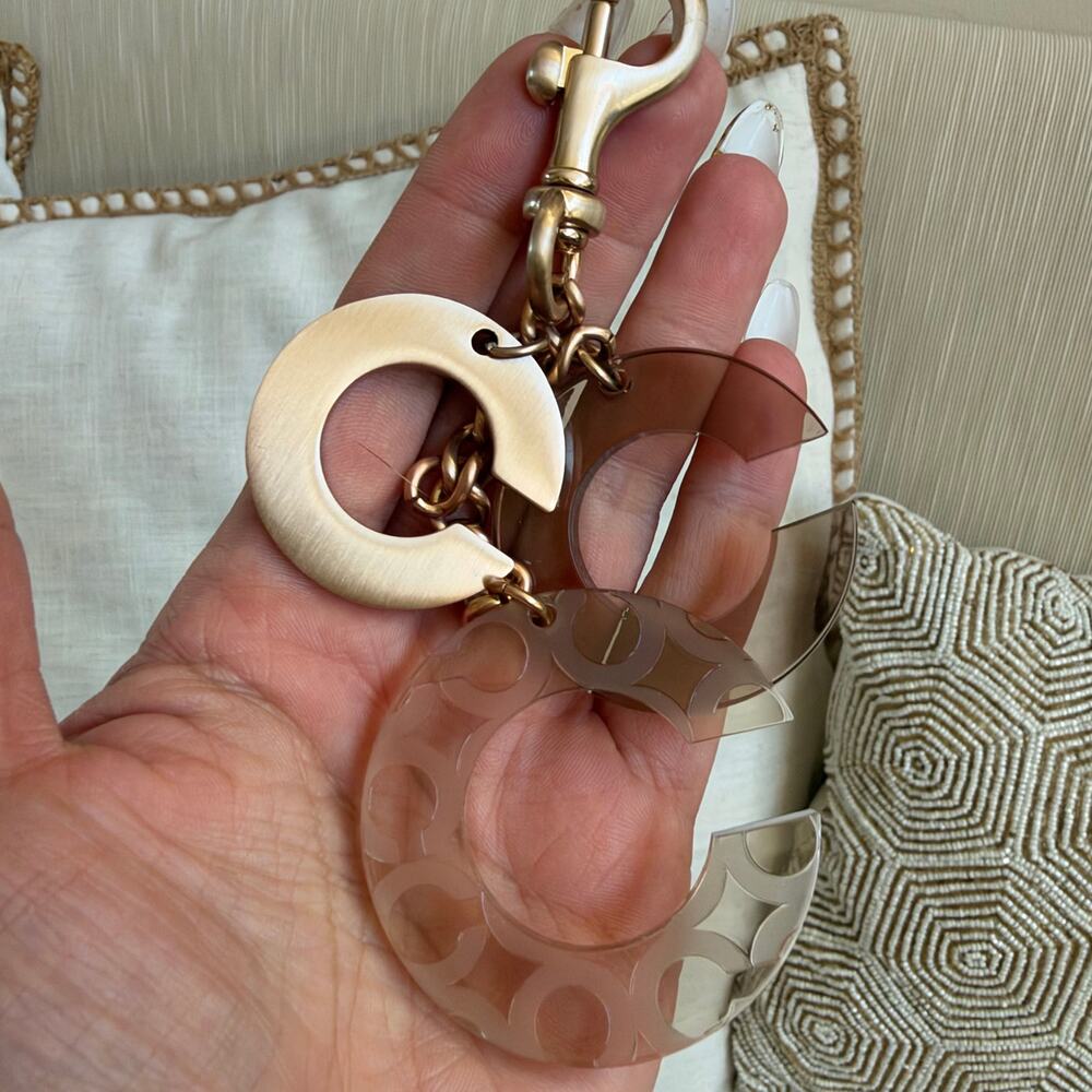 Rare Y2K Coach Triple C Lucite Charm Keychain Bag Charm Rose Gold Neutral